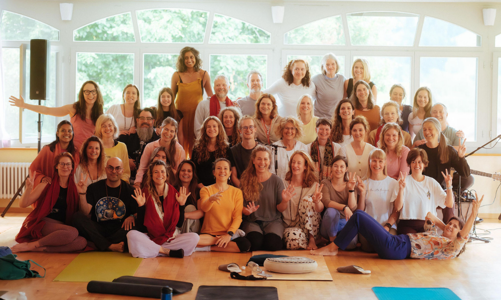 Kundalini Yoga teacher training students together at an Imagine Yoga Academy weekend in Switzerland